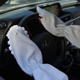 [Aura] Driving woman sun protection back finger lace long sleeve cool stripe blue dog toshi _ summer driving gloves, arm part protection _Made in Korea